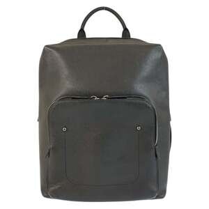 LOUIS VUITTON Taiga Grigori Ardoise Black Leather Backpack with Silver Hardwa...